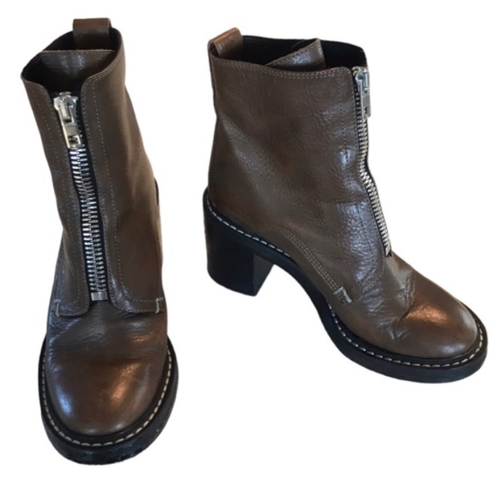 🤎 Rag & Bone Brown Shelby Leather Zipper Bootie 38.5 / 8.5